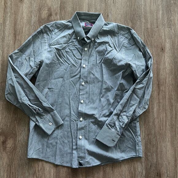 UNTUCKit Black & White Check Button Front Long Sleeve Shirt Size Large - Picture 1 of 5